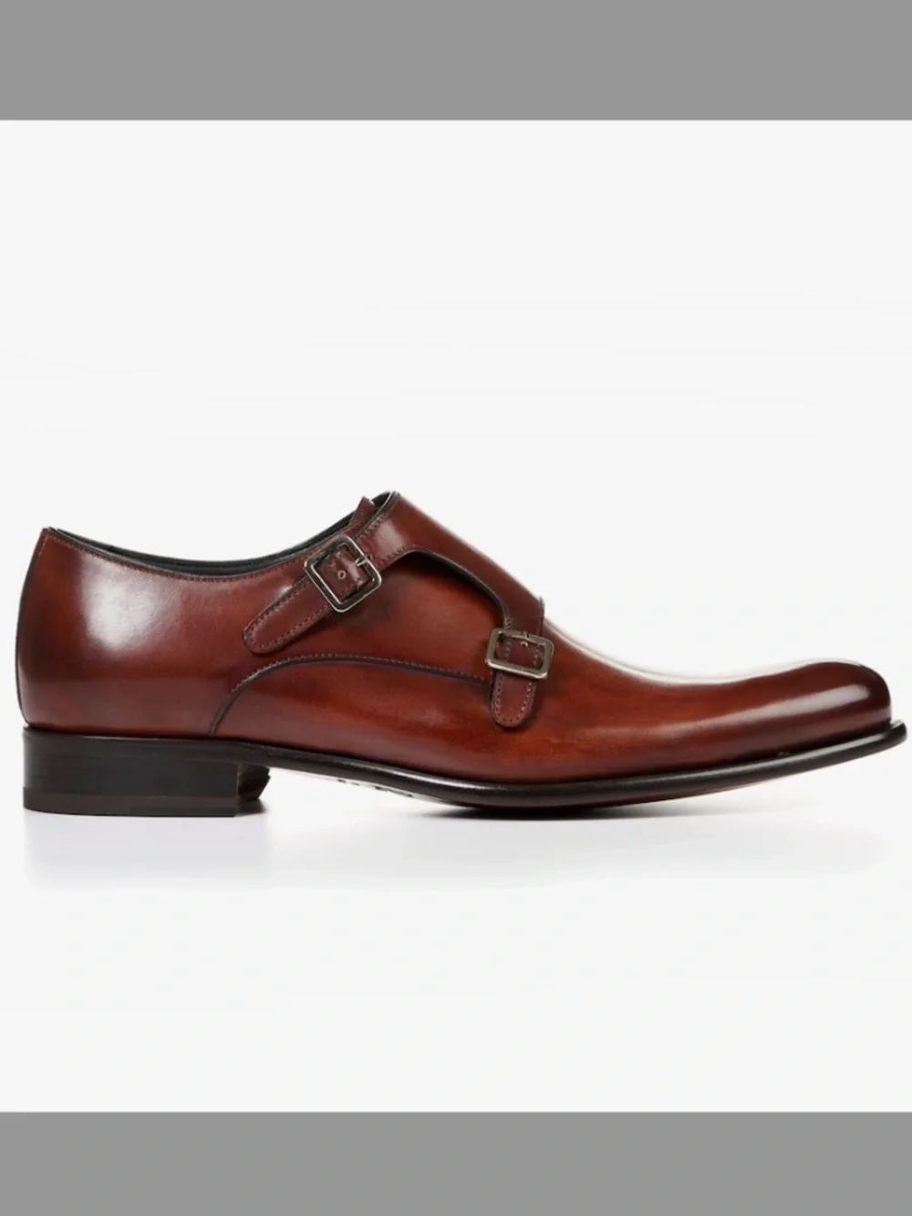 Paul Evans Double Monk Strap Brown Leather Shoes in Size 10